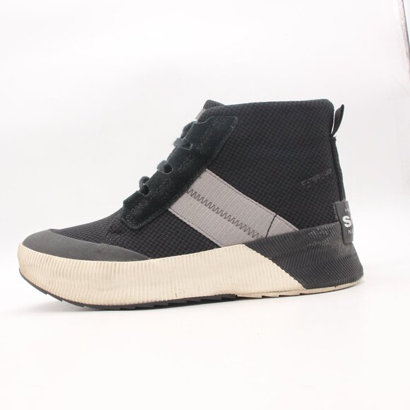 Sorel Out N About III Mid Sneaker Boots Women's 7.5 Black Sea Salt Waterproof - Picture 4 of 11